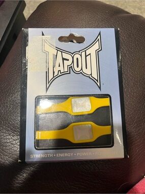 Tapout Yellow Fitness Wristbands with Holographic Emblems - 2 Pack